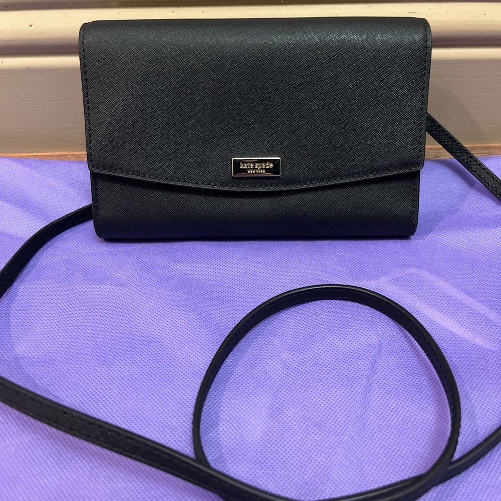 Black Kate Spade Large Wallet With Shoulder Straps!